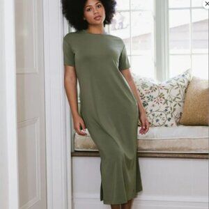 Cozy Earth | Women's Brushed Bamboo Midi Dress | Olive size Small